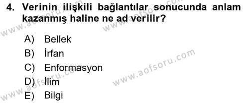 Temel Bilgi Teknolojileri 1 Dersi 2021 - 2022 Yılı (Vize) Ara Sınavı 4. Soru