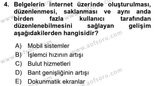 Temel Bilgi Teknolojileri 1 Dersi 2022 - 2023 Yılı (Vize) Ara Sınavı 4. Soru