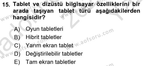 Temel Bilgi Teknolojileri 1 Dersi 2023 - 2024 Yılı Yaz Okulu Sınavı 15. Soru