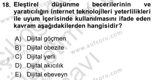 Temel Bilgi Teknolojileri 1 Dersi 2023 - 2024 Yılı Yaz Okulu Sınavı 18. Soru