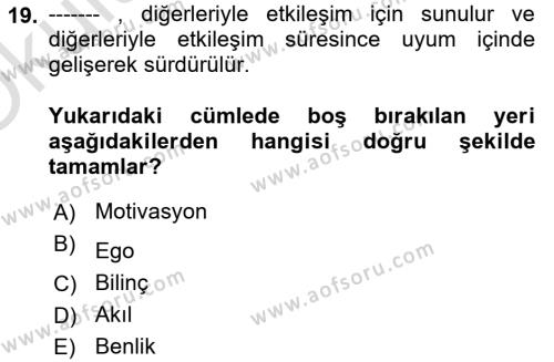 Temel Bilgi Teknolojileri 1 Dersi 2023 - 2024 Yılı Yaz Okulu Sınavı 19. Soru