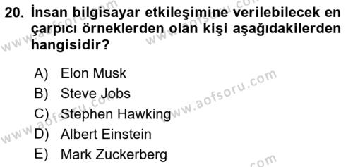 Temel Bilgi Teknolojileri 1 Dersi 2023 - 2024 Yılı Yaz Okulu Sınavı 20. Soru