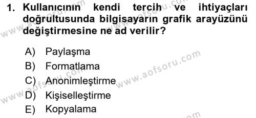 Temel Bilgi Teknolojileri 2 Dersi 2018 - 2019 Yılı Yaz Okulu Sınavı 1. Soru