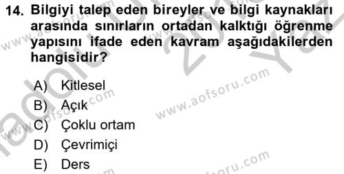 Temel Bilgi Teknolojileri 2 Dersi 2018 - 2019 Yılı Yaz Okulu Sınavı 14. Soru