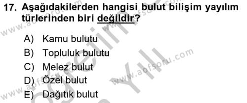 Temel Bilgi Teknolojileri 2 Dersi 2018 - 2019 Yılı Yaz Okulu Sınavı 17. Soru