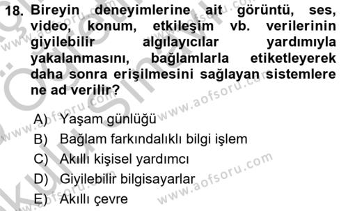 Temel Bilgi Teknolojileri 2 Dersi 2018 - 2019 Yılı Yaz Okulu Sınavı 18. Soru