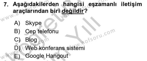 Temel Bilgi Teknolojileri 2 Dersi 2018 - 2019 Yılı Yaz Okulu Sınavı 7. Soru