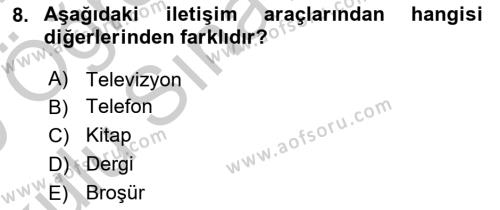 Temel Bilgi Teknolojileri 2 Dersi 2018 - 2019 Yılı Yaz Okulu Sınavı 8. Soru