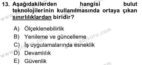 Temel Bilgi Teknolojileri 2 Dersi 2021 - 2022 Yılı (Final) Dönem Sonu Sınavı 13. Soru