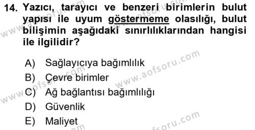 Temel Bilgi Teknolojileri 2 Dersi 2021 - 2022 Yılı (Final) Dönem Sonu Sınavı 14. Soru