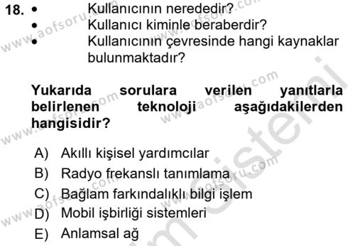 Temel Bilgi Teknolojileri 2 Dersi 2021 - 2022 Yılı (Final) Dönem Sonu Sınavı 18. Soru