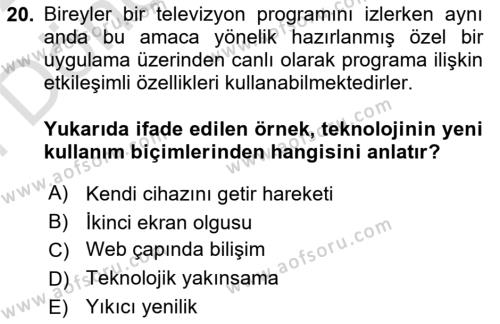 Temel Bilgi Teknolojileri 2 Dersi 2021 - 2022 Yılı (Final) Dönem Sonu Sınavı 20. Soru