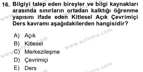 Temel Bilgi Teknolojileri 2 Dersi 2023 - 2024 Yılı (Final) Dönem Sonu Sınavı 16. Soru