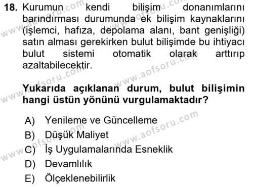 Temel Bilgi Teknolojileri 2 Dersi 2023 - 2024 Yılı (Final) Dönem Sonu Sınavı 18. Soru