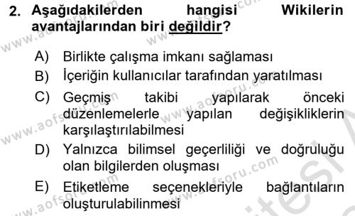 Temel Bilgi Teknolojileri 2 Dersi 2023 - 2024 Yılı (Final) Dönem Sonu Sınavı 2. Soru