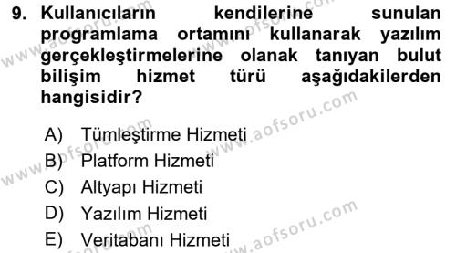 Temel Bilgi Teknolojileri 2 Dersi 2023 - 2024 Yılı (Final) Dönem Sonu Sınavı 9. Soru