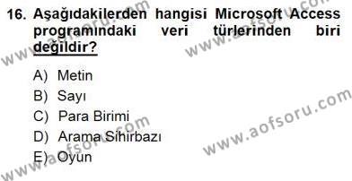 Bilgisayar 1 Dersi 2012 - 2013 Yılı (Final) Dönem Sonu Sınavı 16. Soru