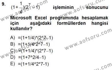 Bilgisayar 1 Dersi 2012 - 2013 Yılı (Final) Dönem Sonu Sınavı 9. Soru