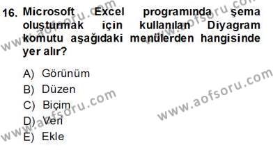 Bilgisayar 1 Dersi 2013 - 2014 Yılı (Vize) Ara Sınavı 16. Soru