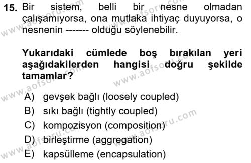 Programlama 1 Dersi 2021 - 2022 Yılı (Final) Dönem Sonu Sınavı 15. Soru