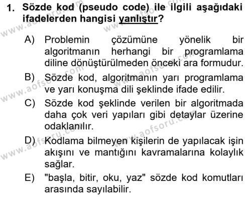 Programlama 1 Dersi 2021 - 2022 Yılı Yaz Okulu Sınavı 1. Soru