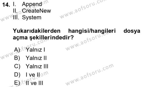 Programlama 1 Dersi 2021 - 2022 Yılı Yaz Okulu Sınavı 14. Soru