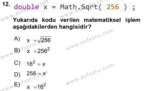 Programlama 1 Dersi 2022 - 2023 Yılı Yaz Okulu Sınavı 12. Soru