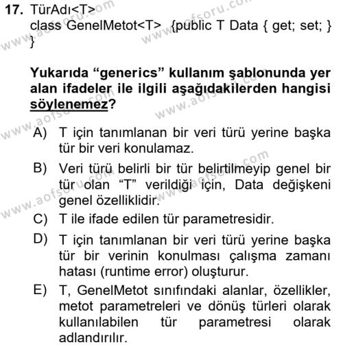 Programlama 1 Dersi 2022 - 2023 Yılı Yaz Okulu Sınavı 17. Soru