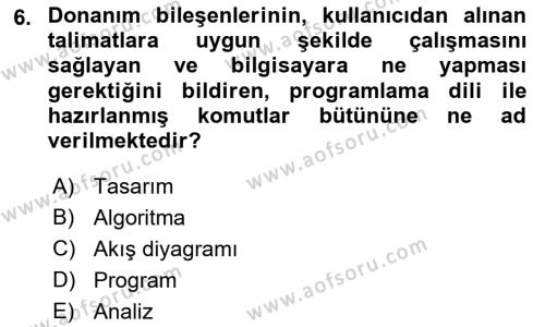 Programlama 1 Dersi 2022 - 2023 Yılı Yaz Okulu Sınavı 6. Soru