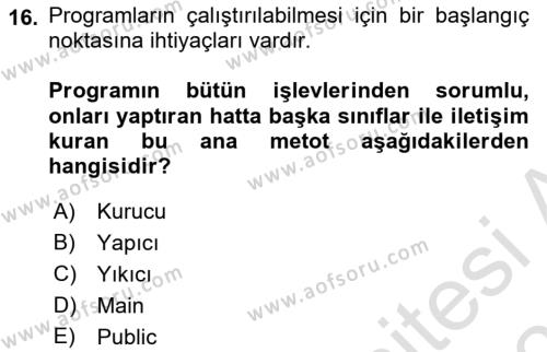 Programlama 1 Dersi 2023 - 2024 Yılı (Vize) Ara Sınavı 16. Soru