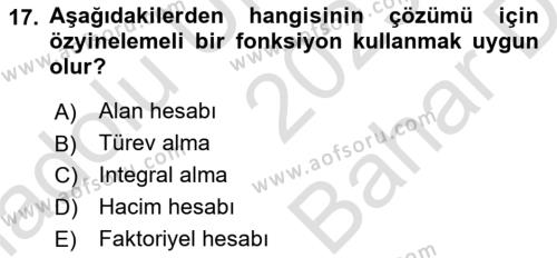 Programlama 1 Dersi 2023 - 2024 Yılı (Vize) Ara Sınavı 17. Soru