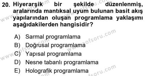 Programlama 1 Dersi 2023 - 2024 Yılı (Vize) Ara Sınavı 20. Soru