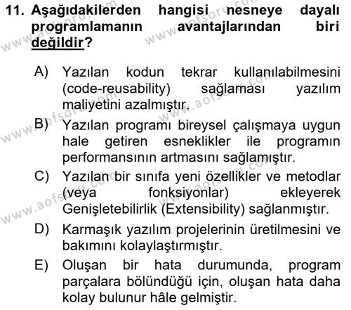 Programlama 1 Dersi 2023 - 2024 Yılı (Final) Dönem Sonu Sınavı 11. Soru