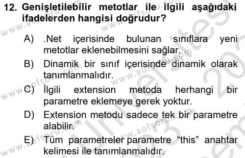 Programlama 1 Dersi 2023 - 2024 Yılı (Final) Dönem Sonu Sınavı 12. Soru