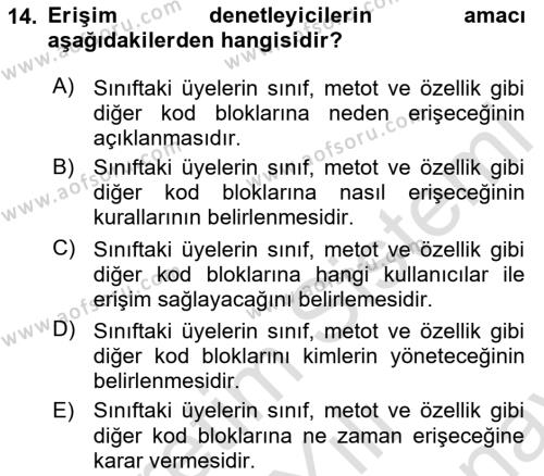 Programlama 1 Dersi 2023 - 2024 Yılı (Final) Dönem Sonu Sınavı 14. Soru