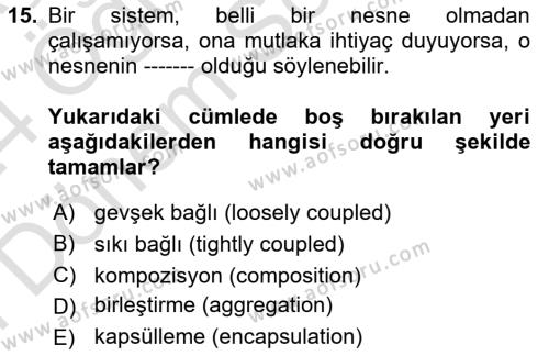 Programlama 1 Dersi 2023 - 2024 Yılı (Final) Dönem Sonu Sınavı 15. Soru