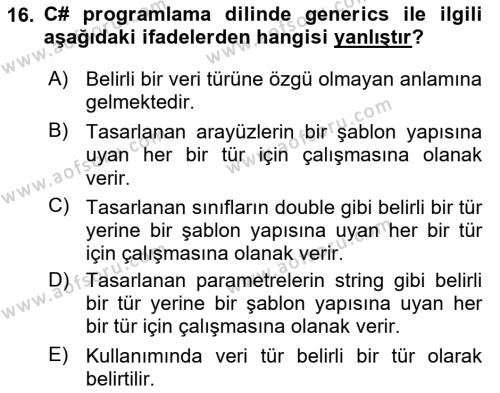 Programlama 1 Dersi 2023 - 2024 Yılı (Final) Dönem Sonu Sınavı 16. Soru