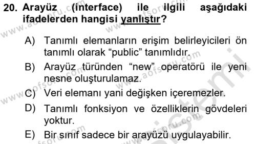 Programlama 1 Dersi 2023 - 2024 Yılı (Final) Dönem Sonu Sınavı 20. Soru