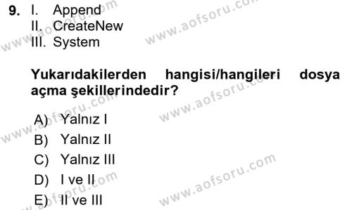 Programlama 1 Dersi 2023 - 2024 Yılı (Final) Dönem Sonu Sınavı 9. Soru