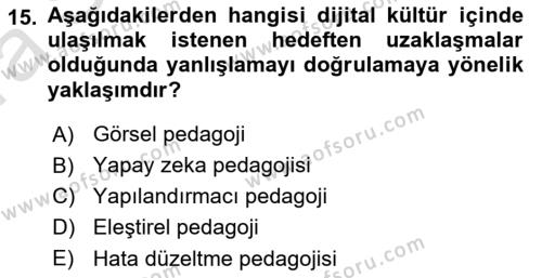 Dijital Dönüşüm Dersi 2023 - 2024 Yılı (Vize) Ara Sınavı 15. Soru