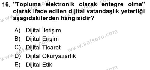 Dijital Dönüşüm Dersi 2023 - 2024 Yılı (Vize) Ara Sınavı 16. Soru