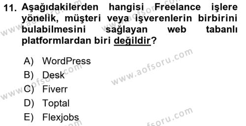 Dijital Dönüşüm Dersi 2023 - 2024 Yılı (Final) Dönem Sonu Sınavı 11. Soru