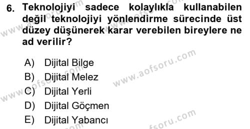 Dijital Dönüşüm Dersi 2023 - 2024 Yılı (Final) Dönem Sonu Sınavı 6. Soru