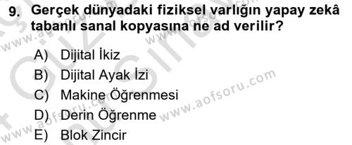 Dijital Dönüşüm Dersi 2023 - 2024 Yılı (Final) Dönem Sonu Sınavı 9. Soru