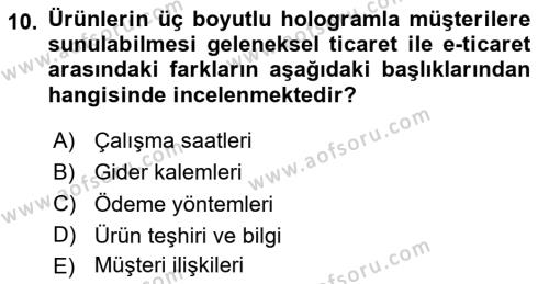 Dijital Dönüşüm Dersi 2023 - 2024 Yılı Yaz Okulu Sınavı 10. Soru