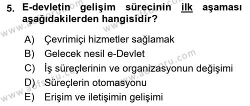 Dijital Dönüşüm Dersi 2023 - 2024 Yılı Yaz Okulu Sınavı 5. Soru