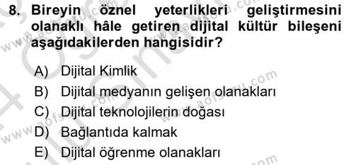 Dijital Dönüşüm Dersi 2023 - 2024 Yılı Yaz Okulu Sınavı 8. Soru