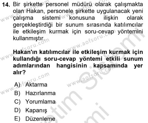 Temel Bilgi Teknolojileri Dersi 2022 - 2023 Yılı (Vize) Ara Sınavı 14. Soru