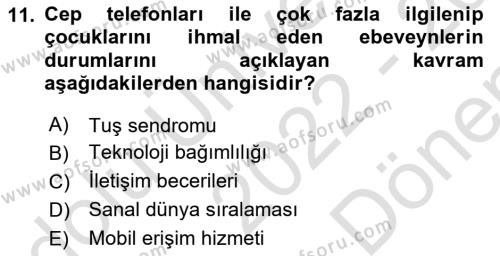 Temel Bilgi Teknolojileri Dersi 2022 - 2023 Yılı (Final) Dönem Sonu Sınavı 11. Soru