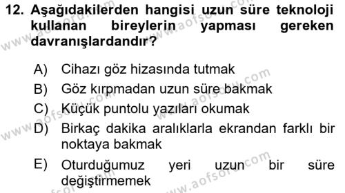 Temel Bilgi Teknolojileri Dersi 2022 - 2023 Yılı (Final) Dönem Sonu Sınavı 12. Soru